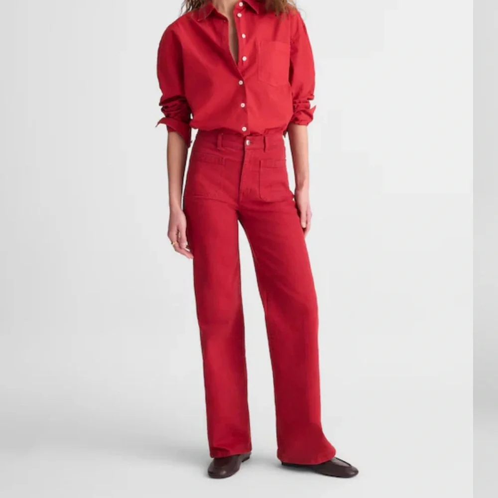 Madewell Emmy Red Wide Leg Women's Jeans - Picture 3 of 6